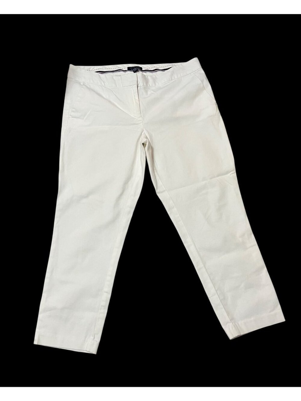 Tommy Hilfiger Womens White Chino Pants Size 12 Cotton Blend Slim Fit